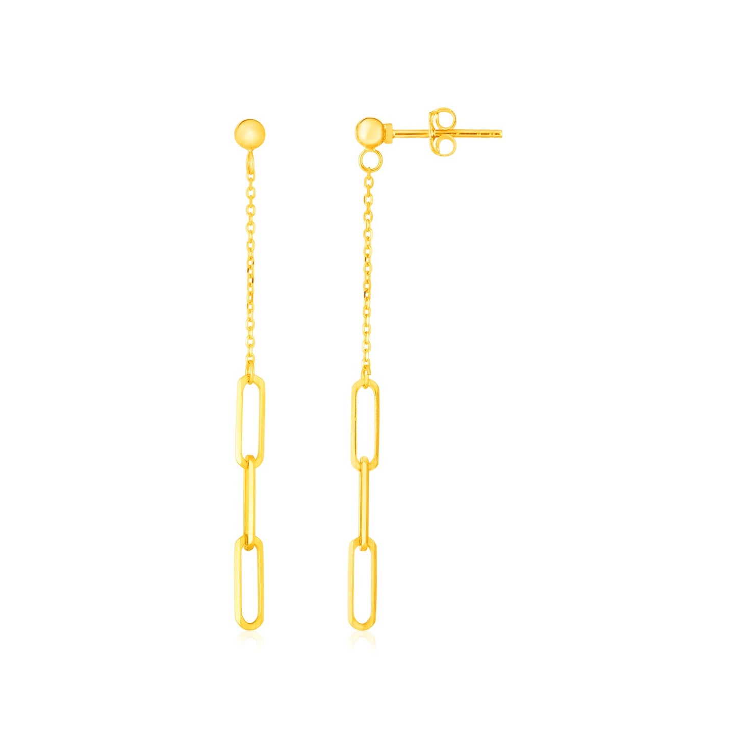 14K Yellow Gold Paperclip Chain and Link Earrings