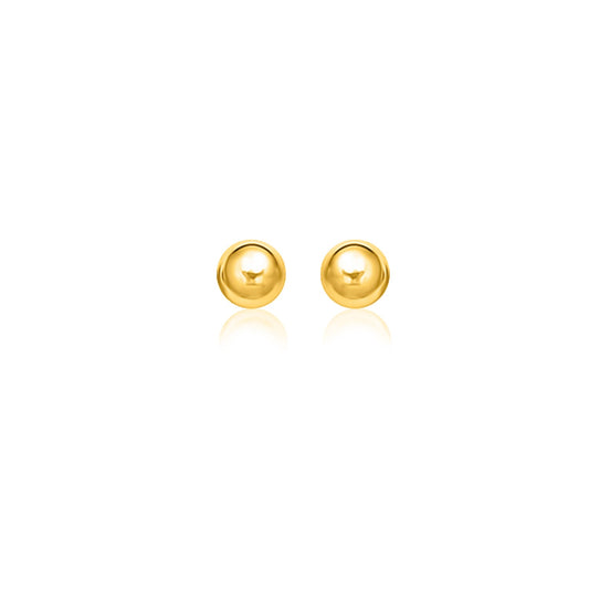 14k Yellow Gold Spherical Stud Earrings (8mm)