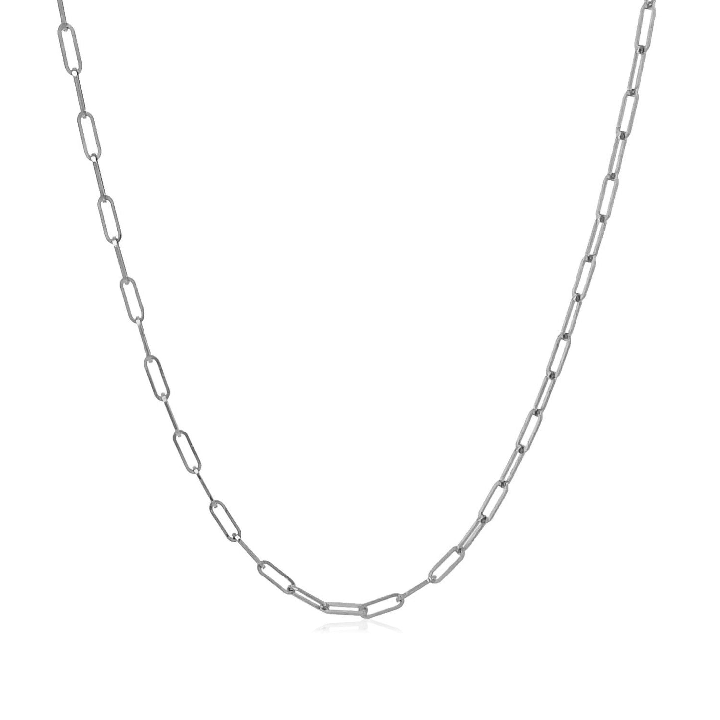 18K White Gold Fine Paperclip Chain (1.50 mm)