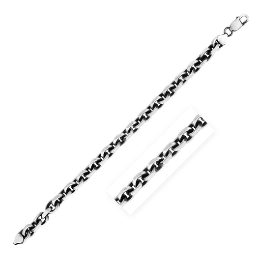 Sterling Silver Gunmetal Finish Oval Link Bracelet (7.70 mm)