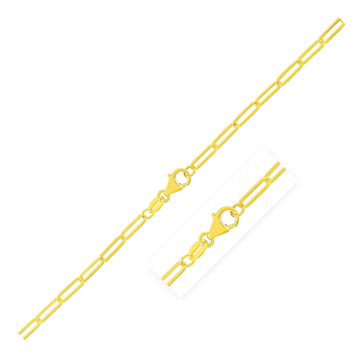 14K Yellow Gold Paperclip Chain (2.50 mm)