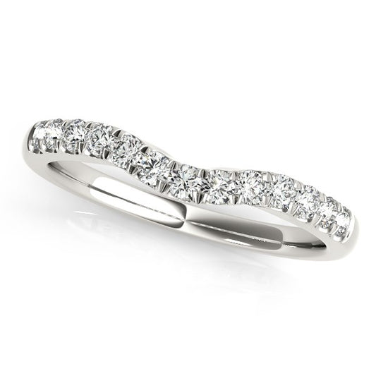 14k White Gold Diamond Curved Design Wedding Band (1/4 cttw)