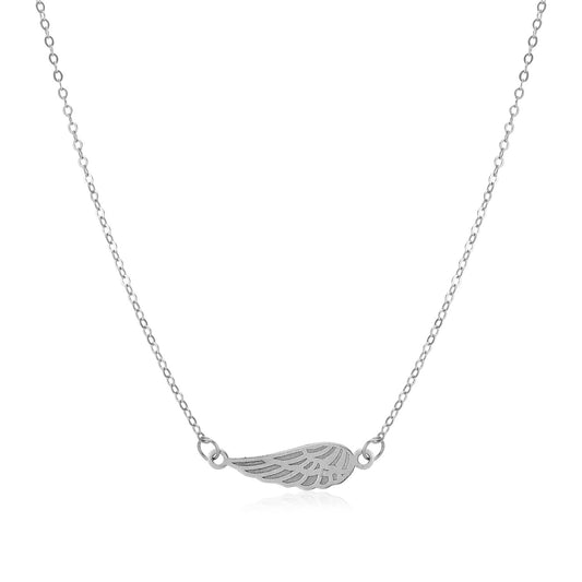 14K White Gold Angel Wing Necklace