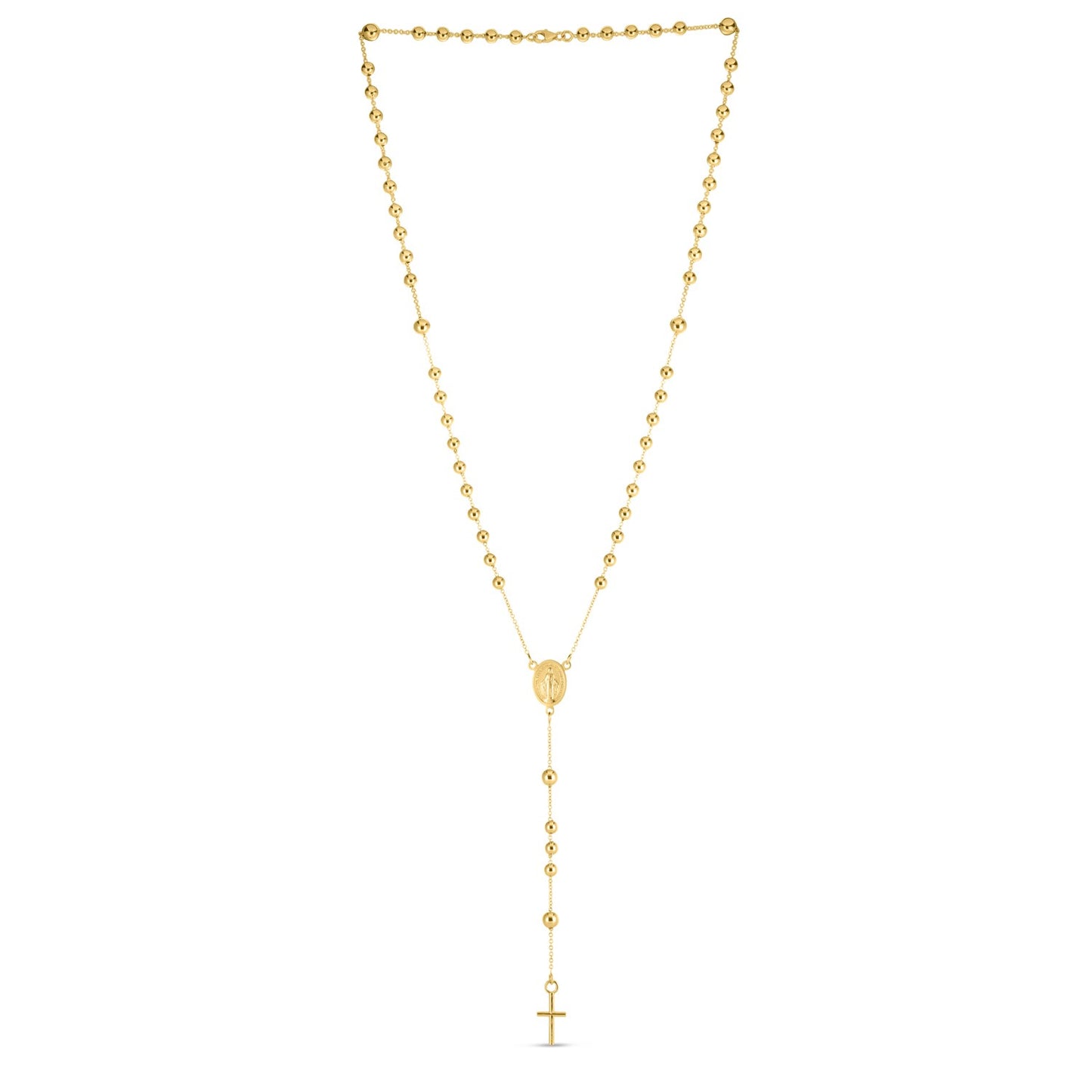 14K Yellow Gold Beaded Rosary Necklace