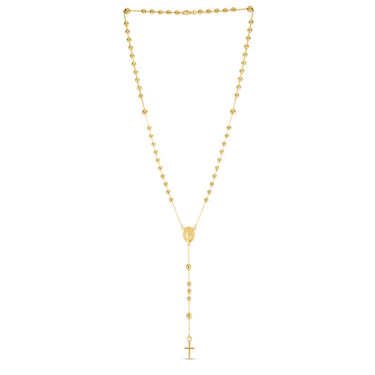 14K Yellow Gold Beaded Rosary Necklace