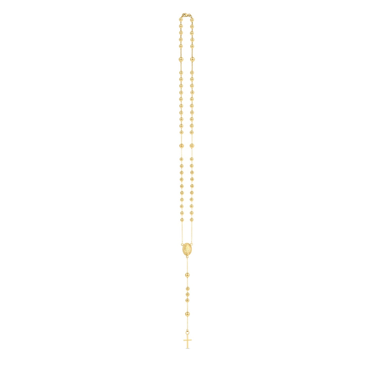 14K Yellow Gold Beaded Rosary Necklace