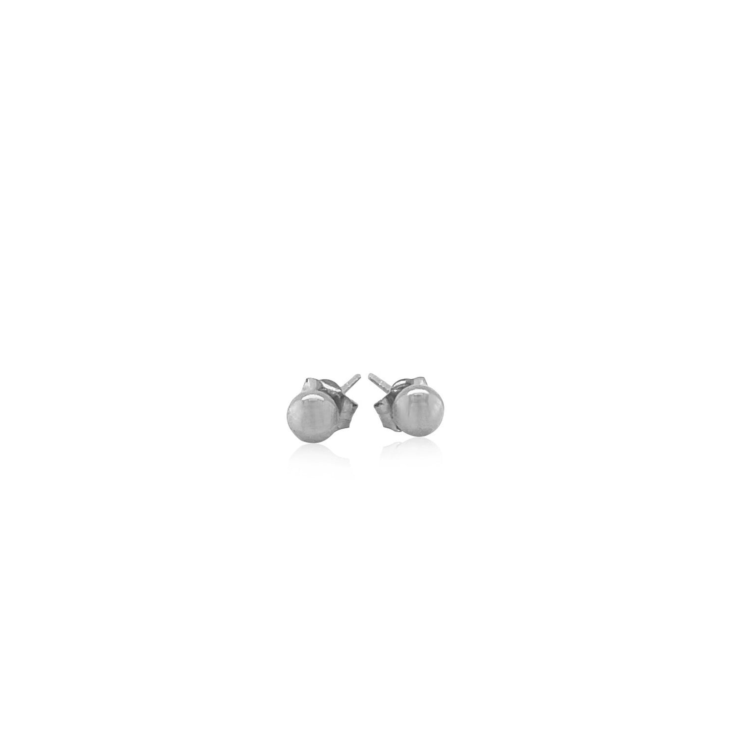 14k White Gold Round Stud Earrings (4mm)