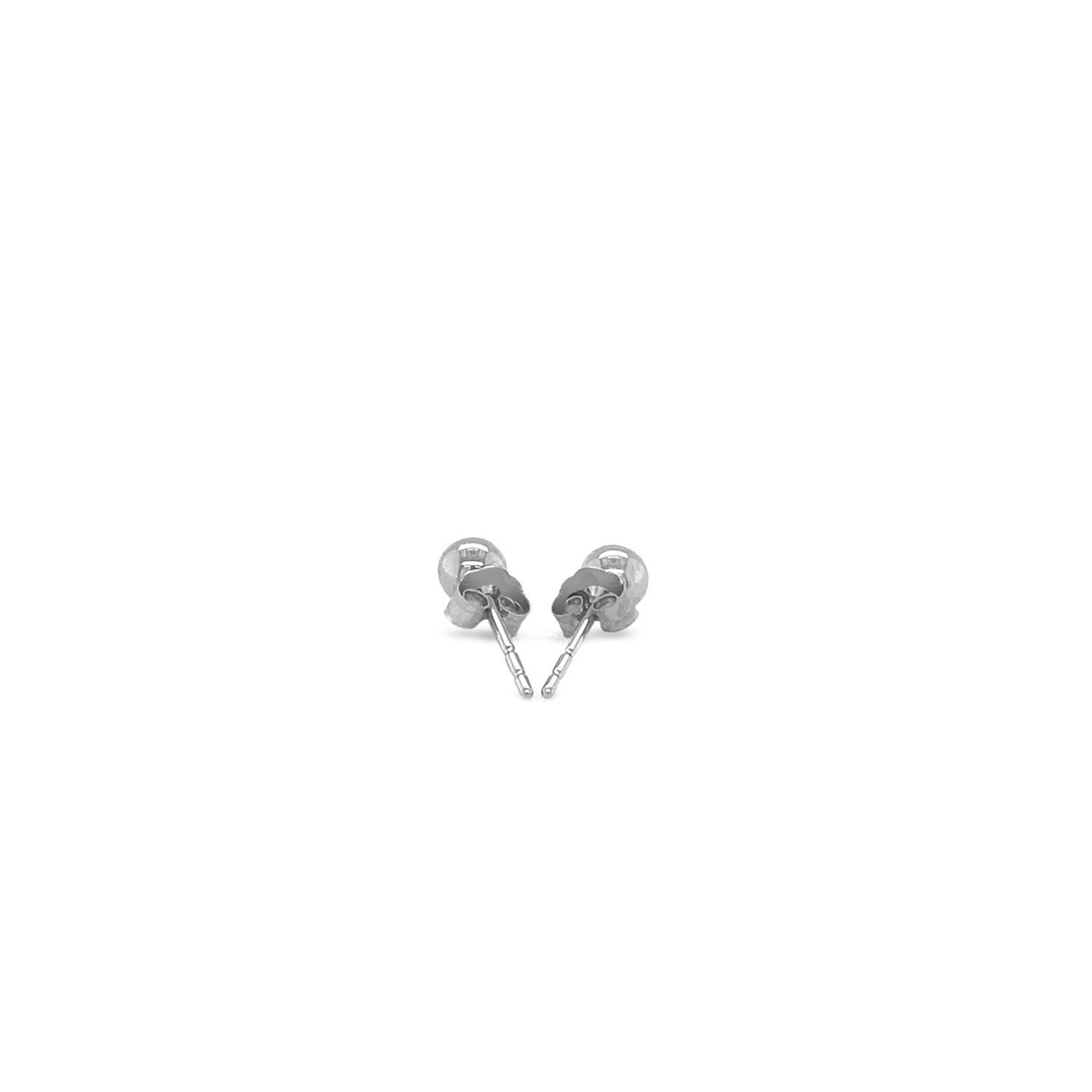 14k White Gold Round Stud Earrings (4mm)