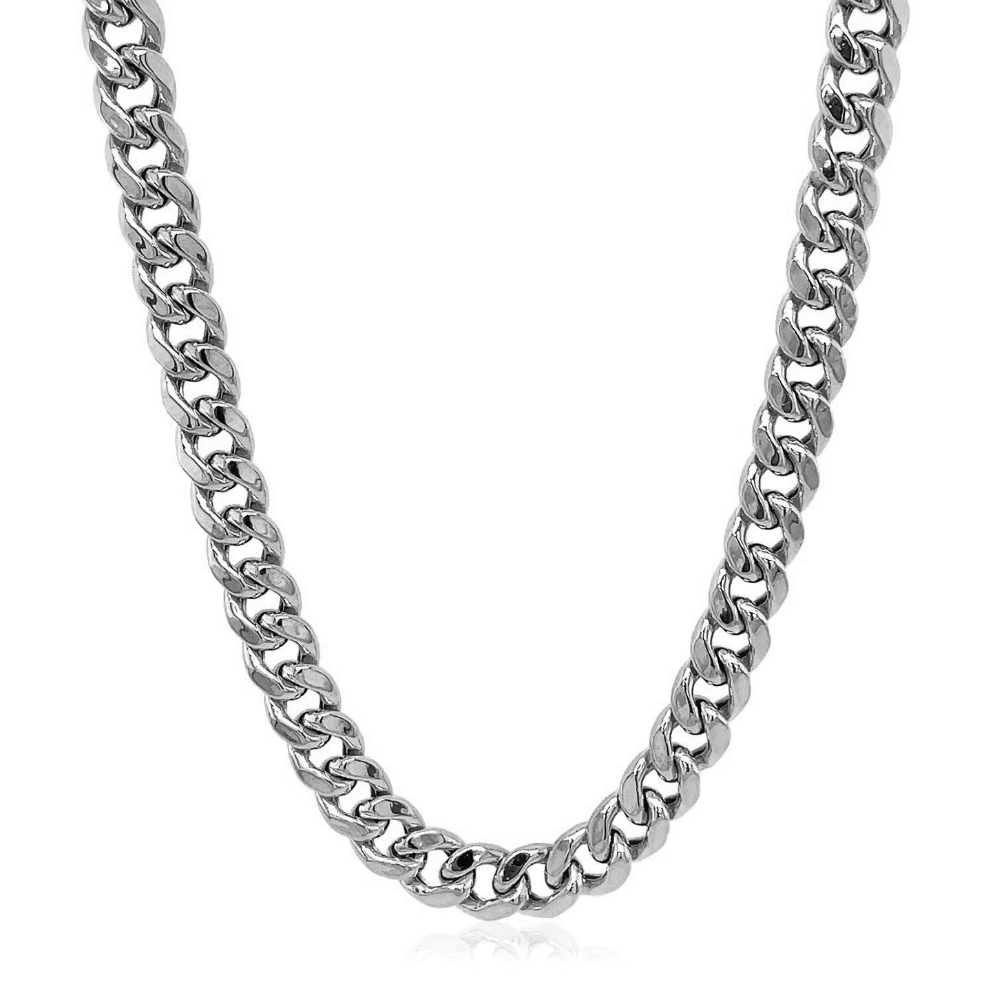 14k White Gold Miami Cuban Semi Solid Chain (5.50 mm)