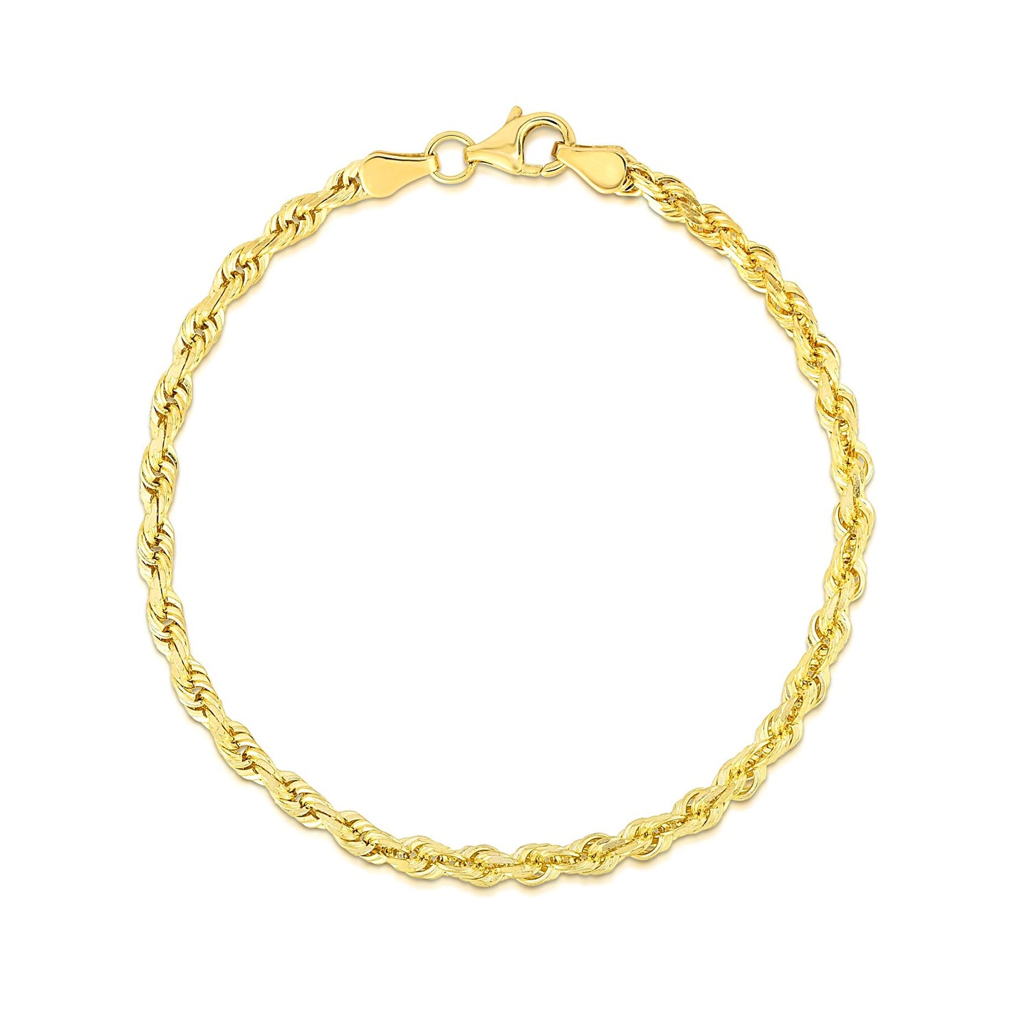 10k Yellow Gold Diamond Cut Rope Bracelet (4.00 mm)