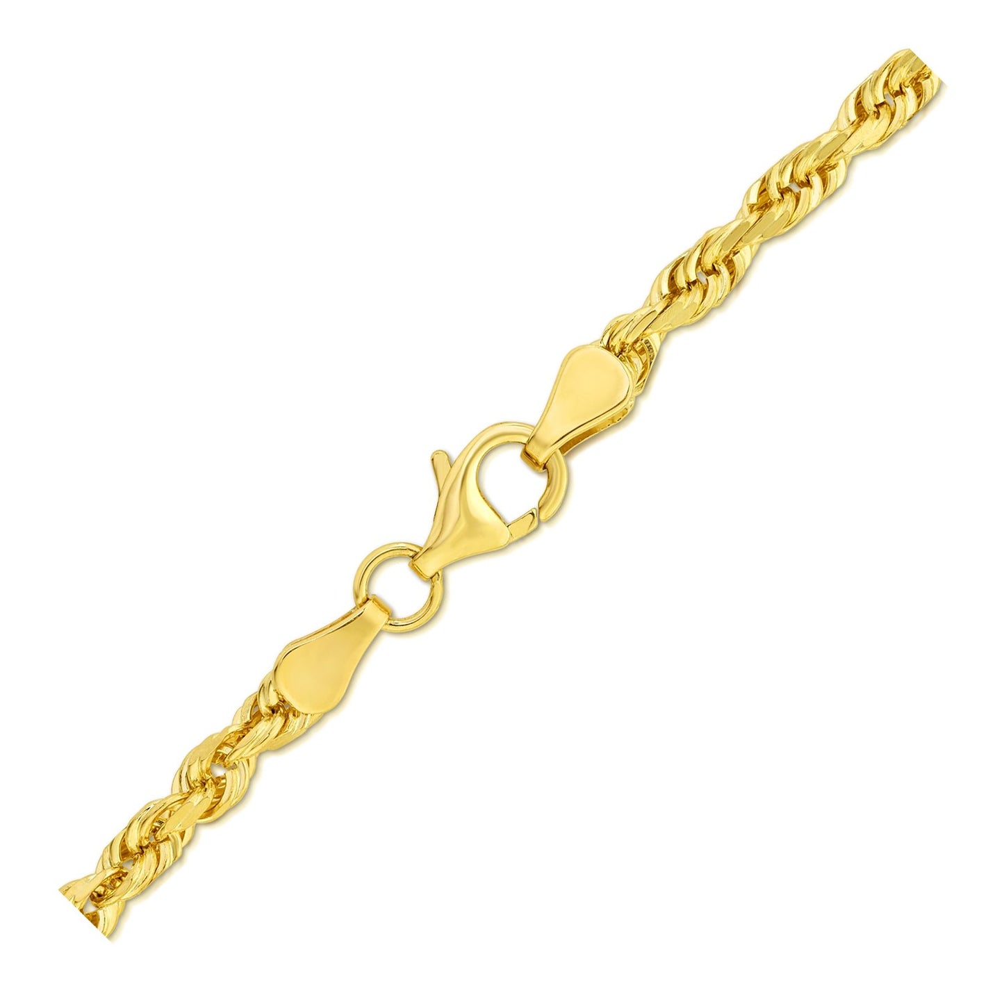 10k Yellow Gold Diamond Cut Rope Bracelet (4.00 mm)