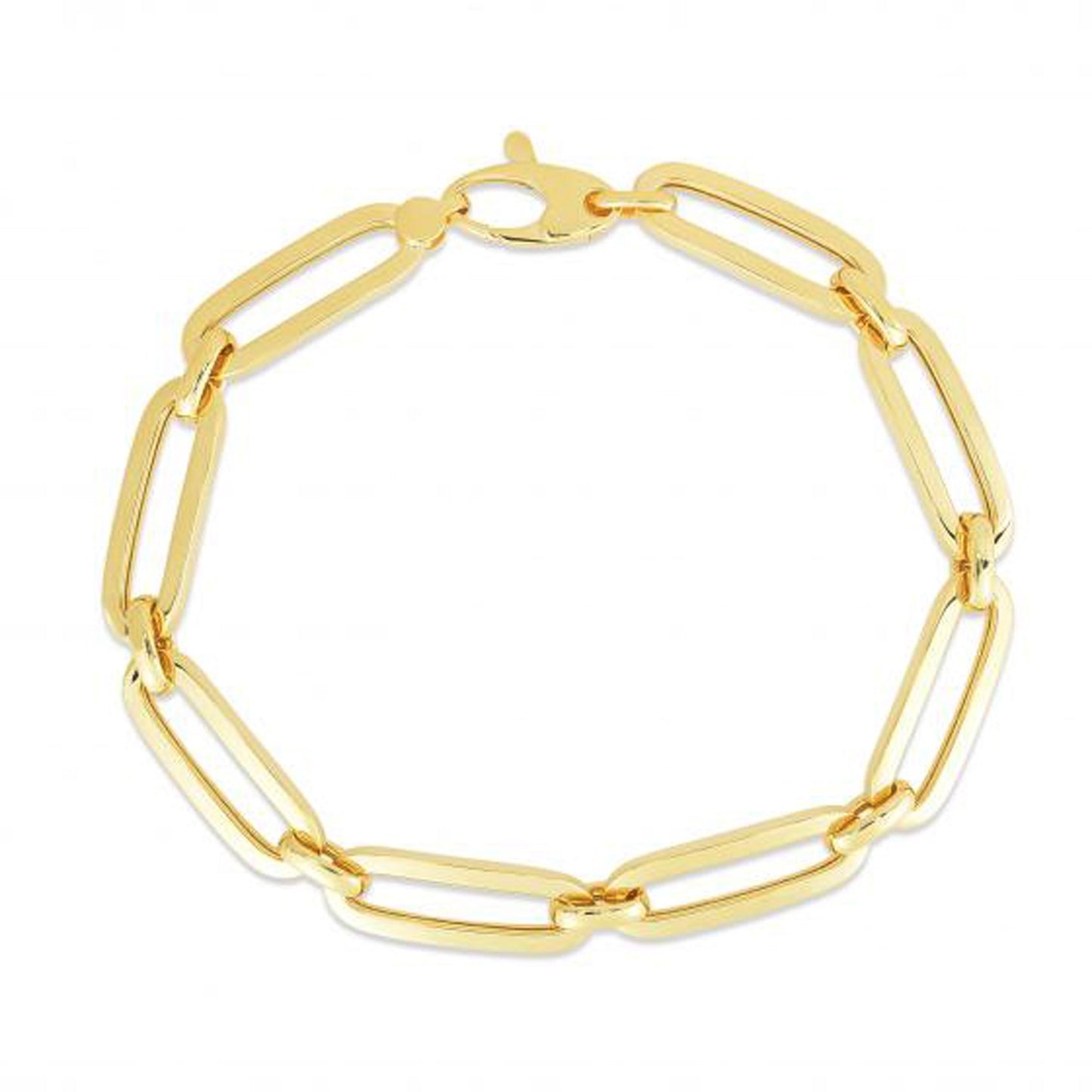 14k Yellow Gold Bombay Paperclip Chain Bracelet (7.00 mm)