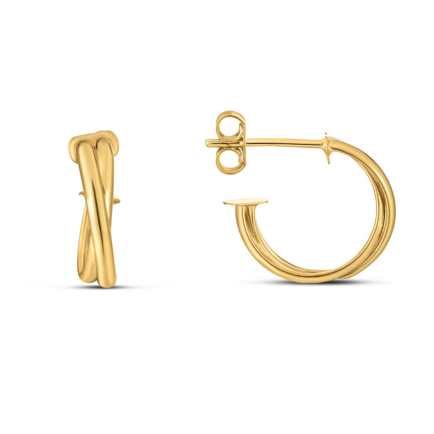 14k Yellow Gold Crossover Hoops