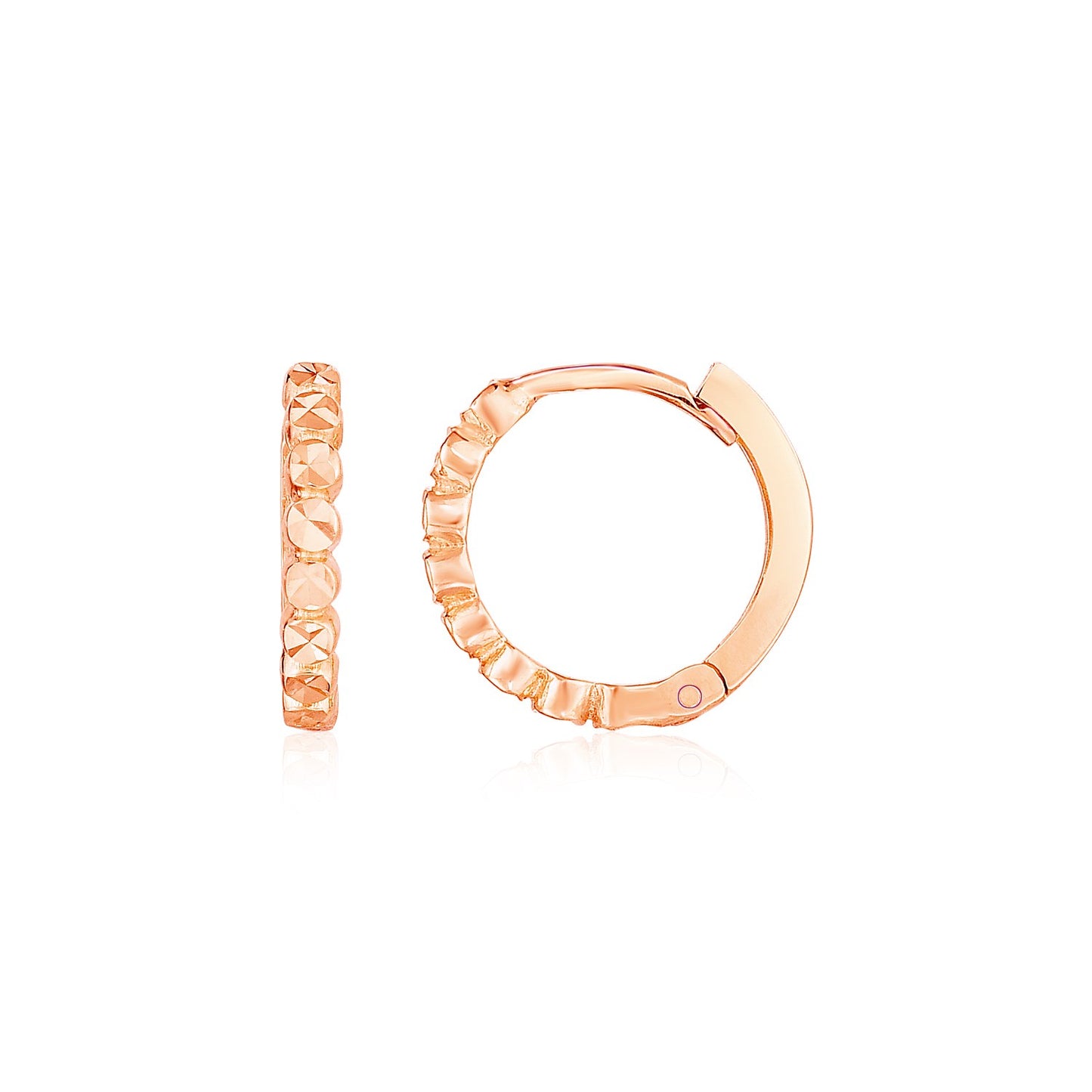 14k Rose Gold Petite Textured Hoop Earrings