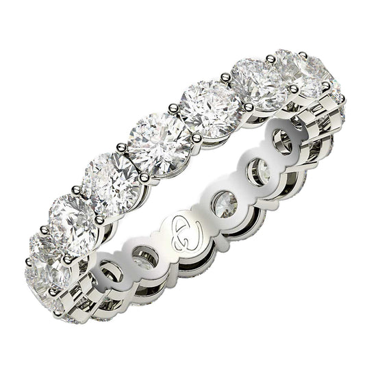 Round Cut Lab Grown Diamond Eternity Ring in 14k White Gold (3 cttw FG/VS2)