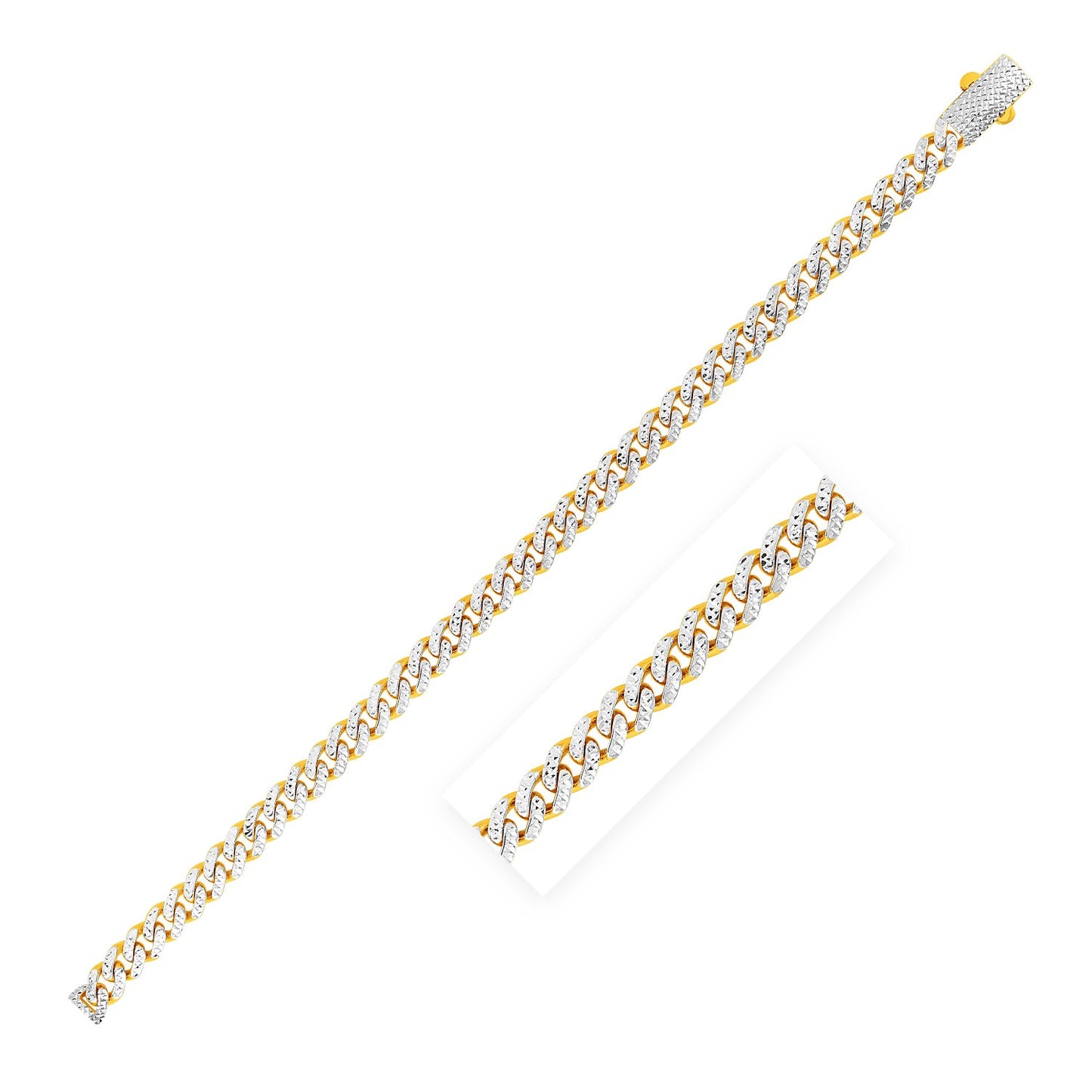 14k Yellow Gold x White Pave Miami Cuban Chain (6.50 mm)