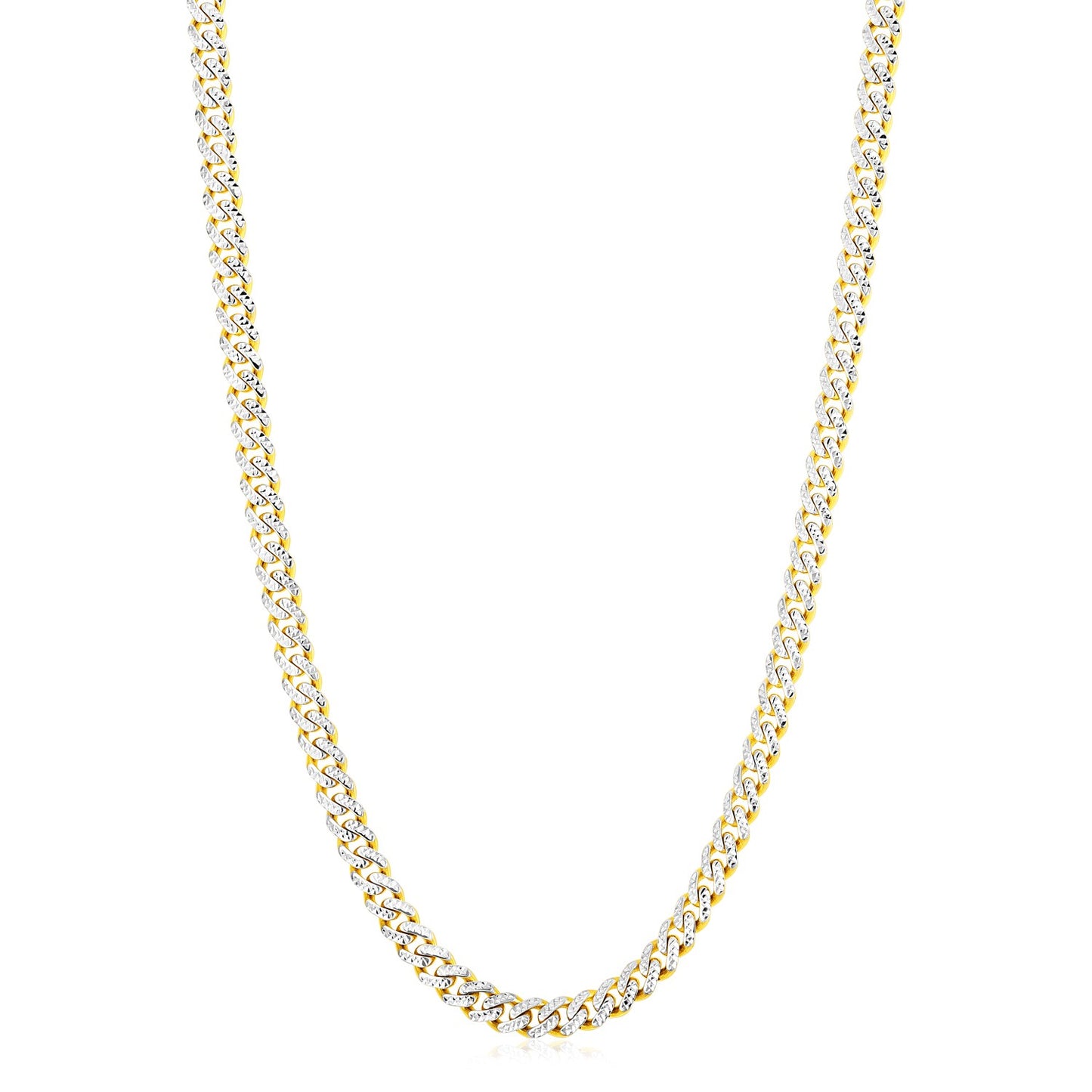 14k Yellow Gold x White Pave Miami Cuban Chain (6.50 mm)