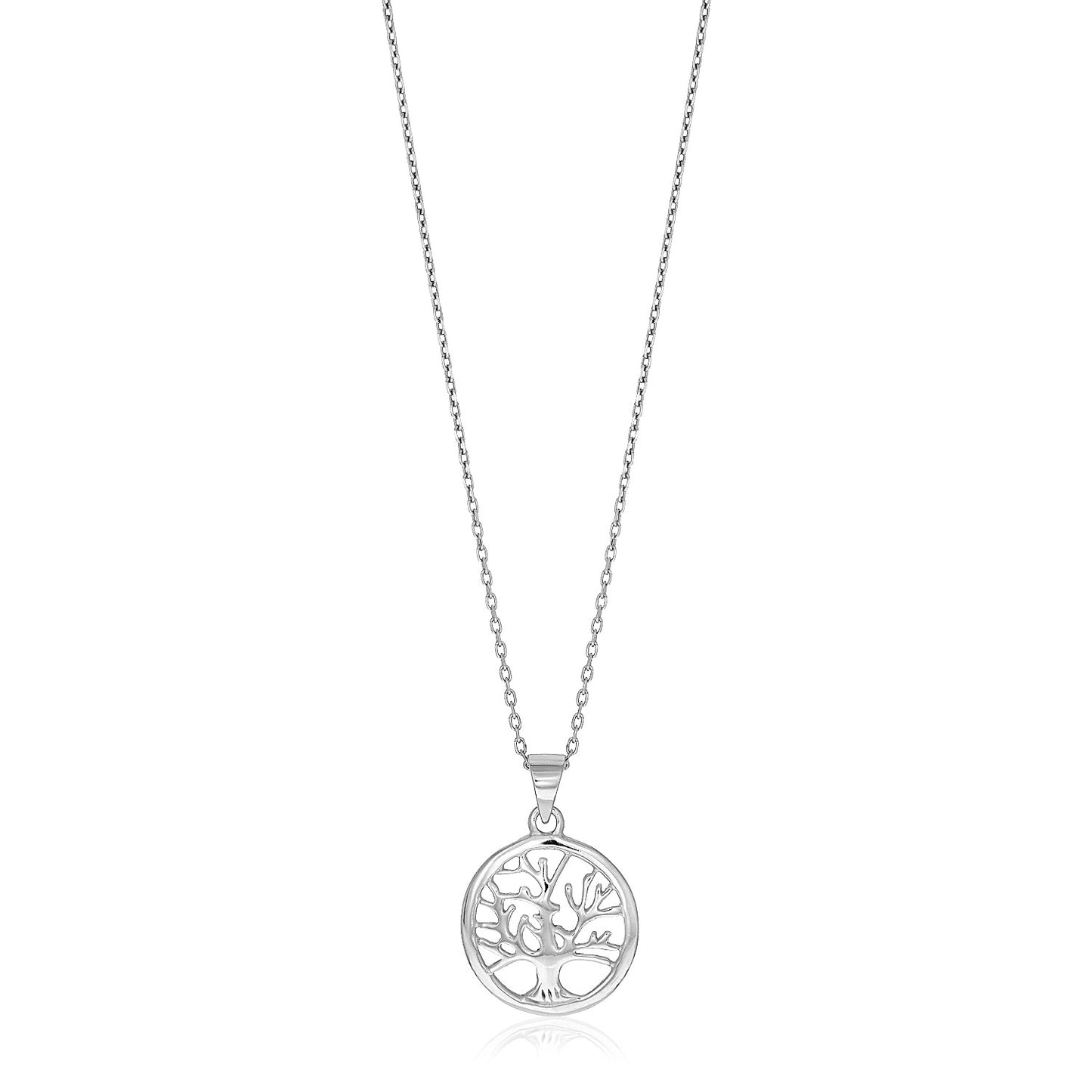 Sterling Silver inch Round Tree of Life Necklace