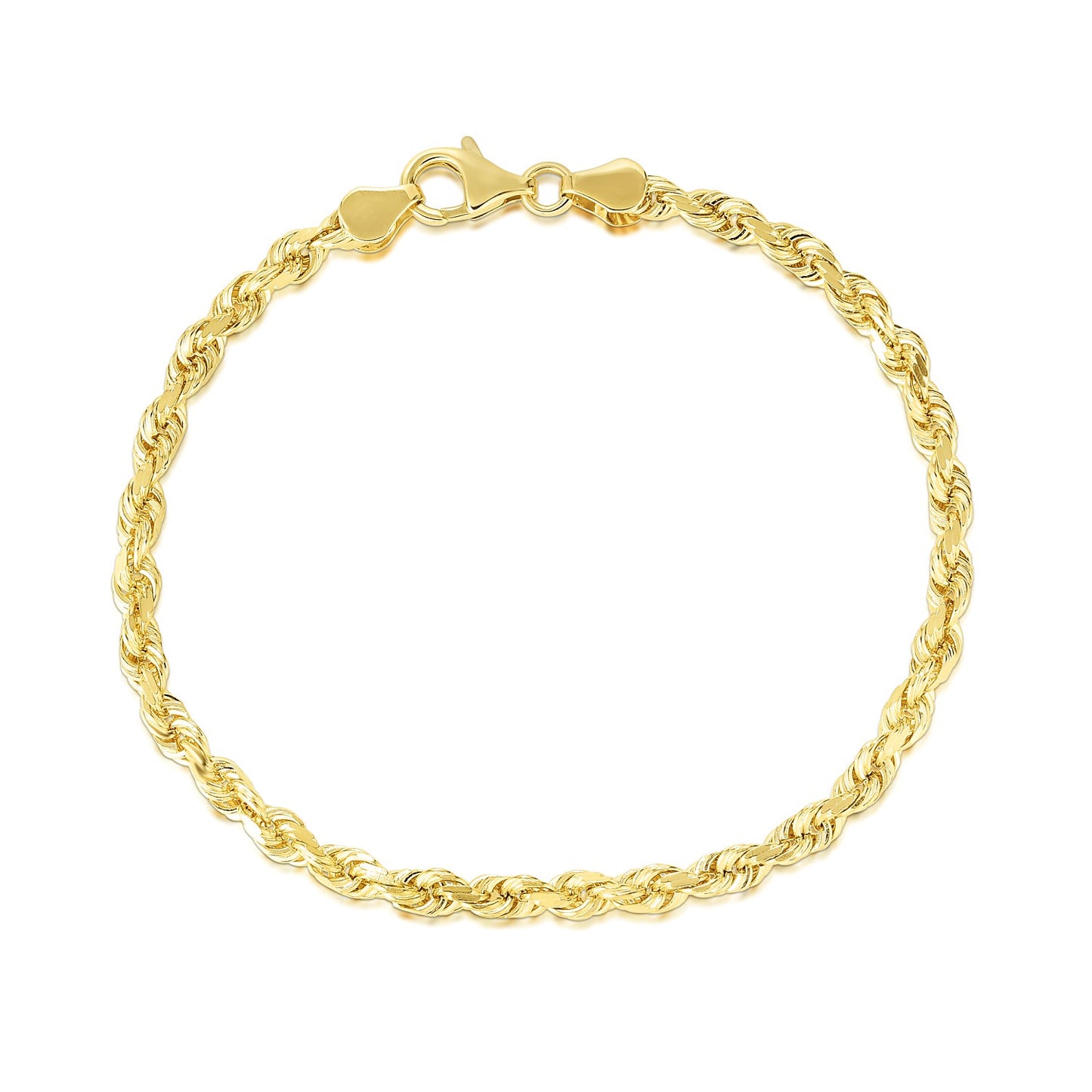 10k Yellow Gold Diamond Cut Rope Bracelet (5.00 mm)