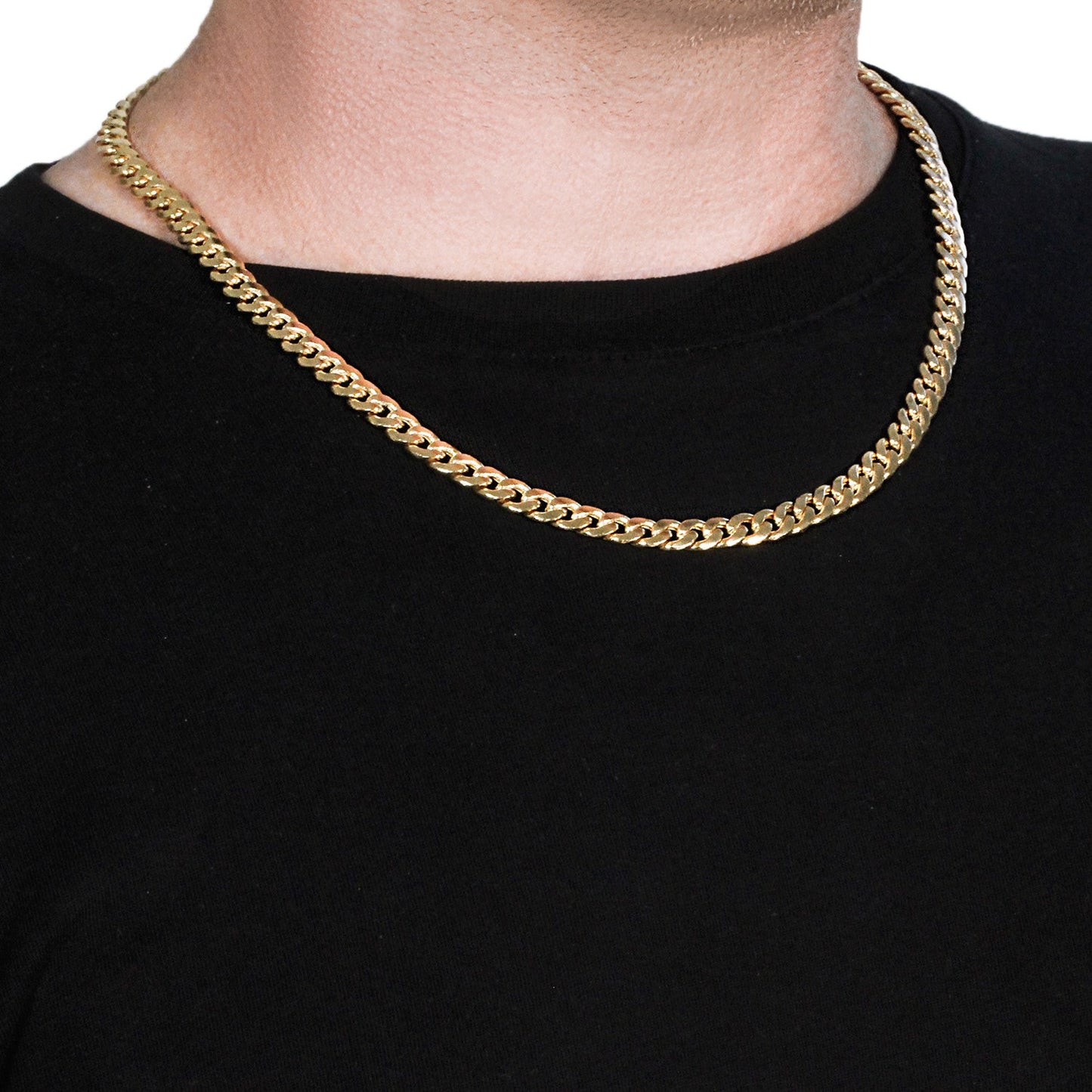 14k Yellow Gold Miami Cuban Semi Solid Chain (7.00 mm)