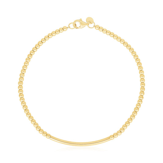 14k Yellow Gold High Polish Bead Bar Bracelet (2.50 mm)