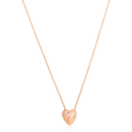 14k Rose Gold Striped Heart Necklace