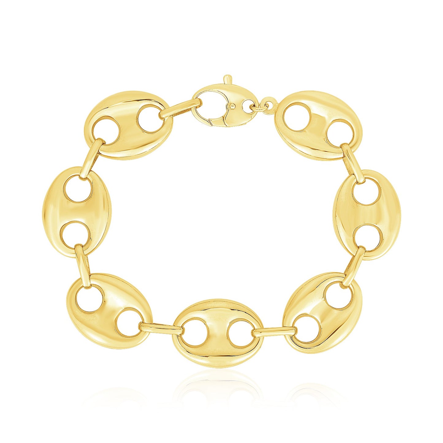 14k Yellow Gold High Polish Lite Puffed Mariner Link Bracelet  (21.00 mm)