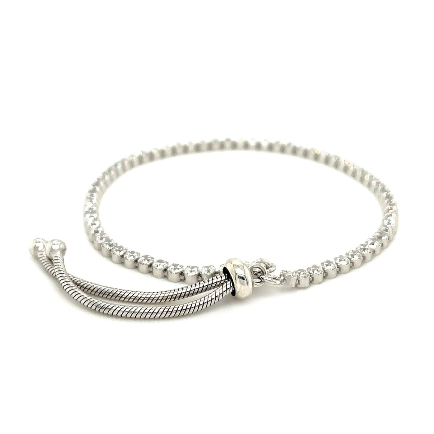 Adjustable Tennis Style Bracelet with Cubic Zirconia in Sterling Silver (4.00 mm)