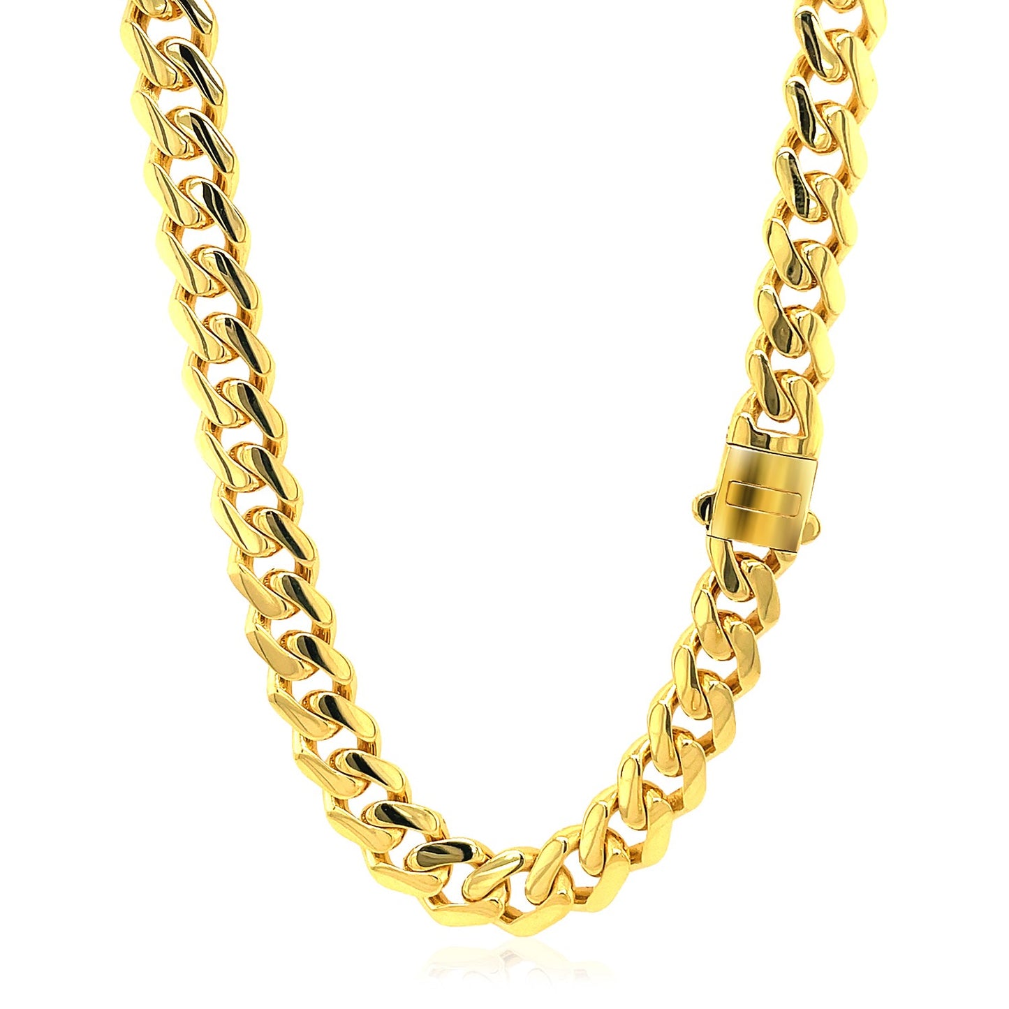 14k Yellow Gold Polished Miami Cuban Chain Necklace (8mm)