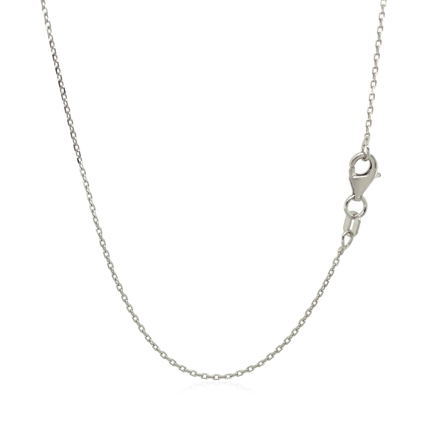 18k White Gold Diamond Cut Cable Link Chain (0.75 mm)