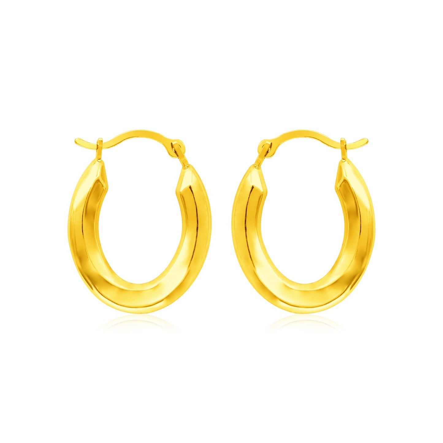 14k Yellow Gold Polished Oval Hoop Earrings