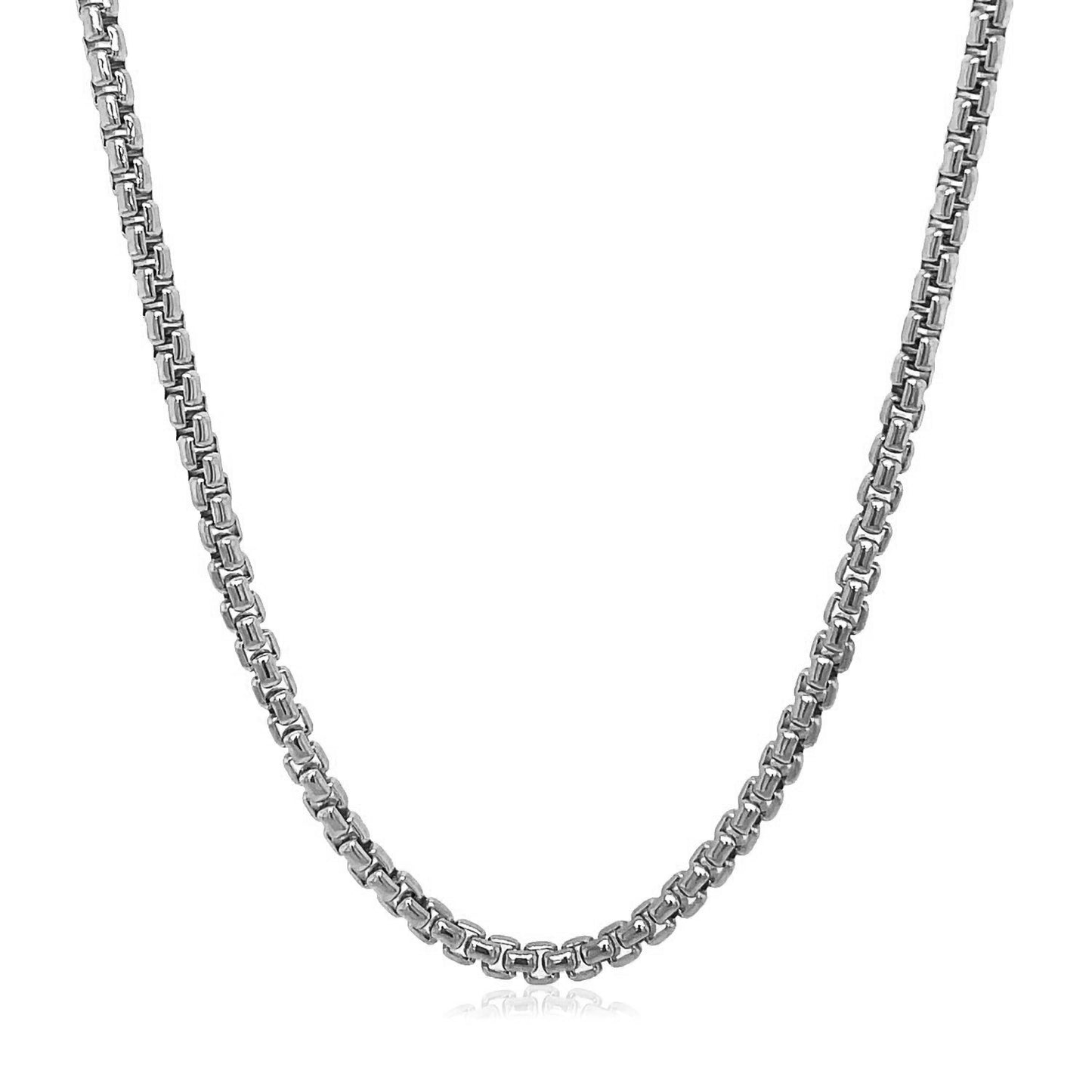 14k White Gold Solid Round Box Chain (2.50 mm)