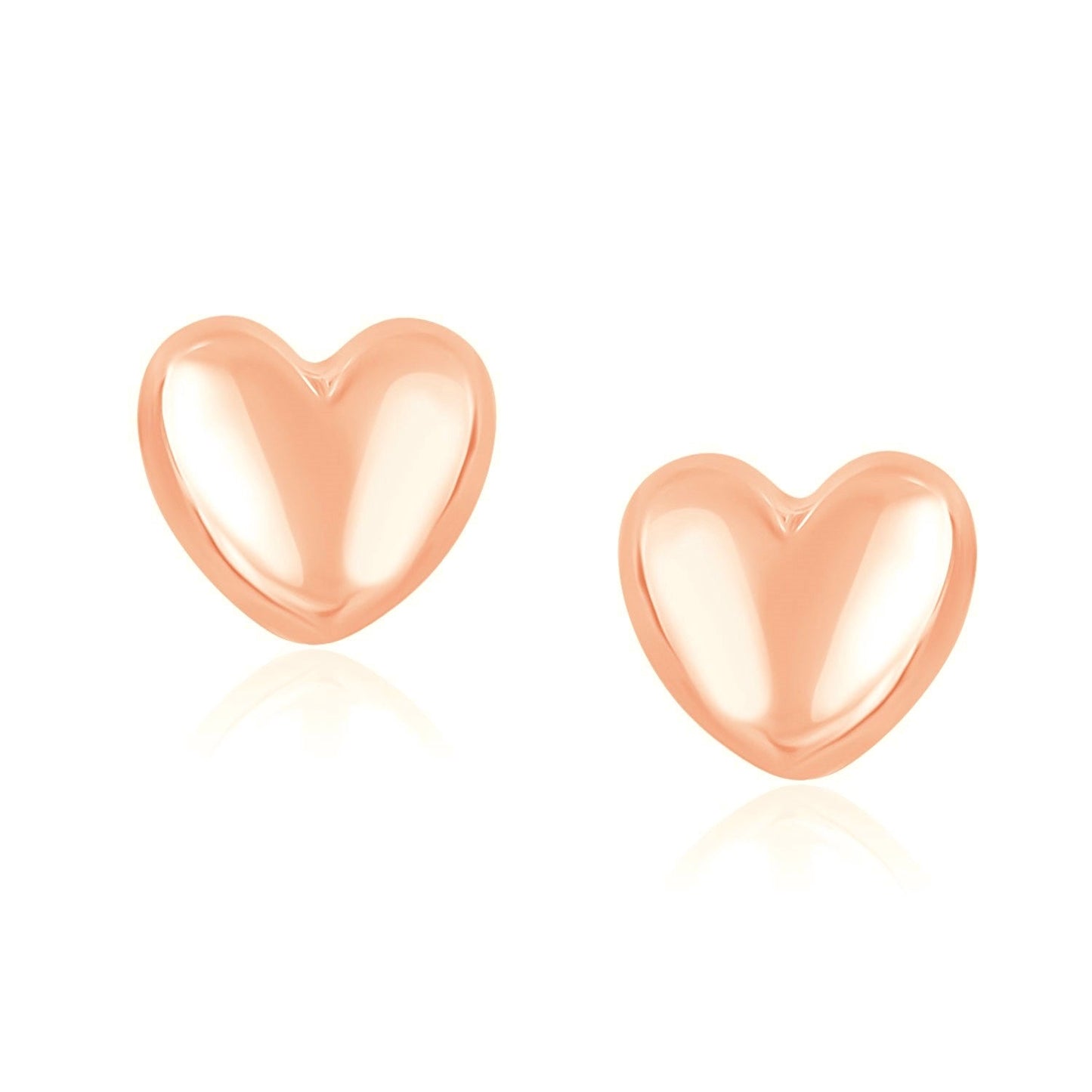 14k Rose Gold Puffed Heart Earrings